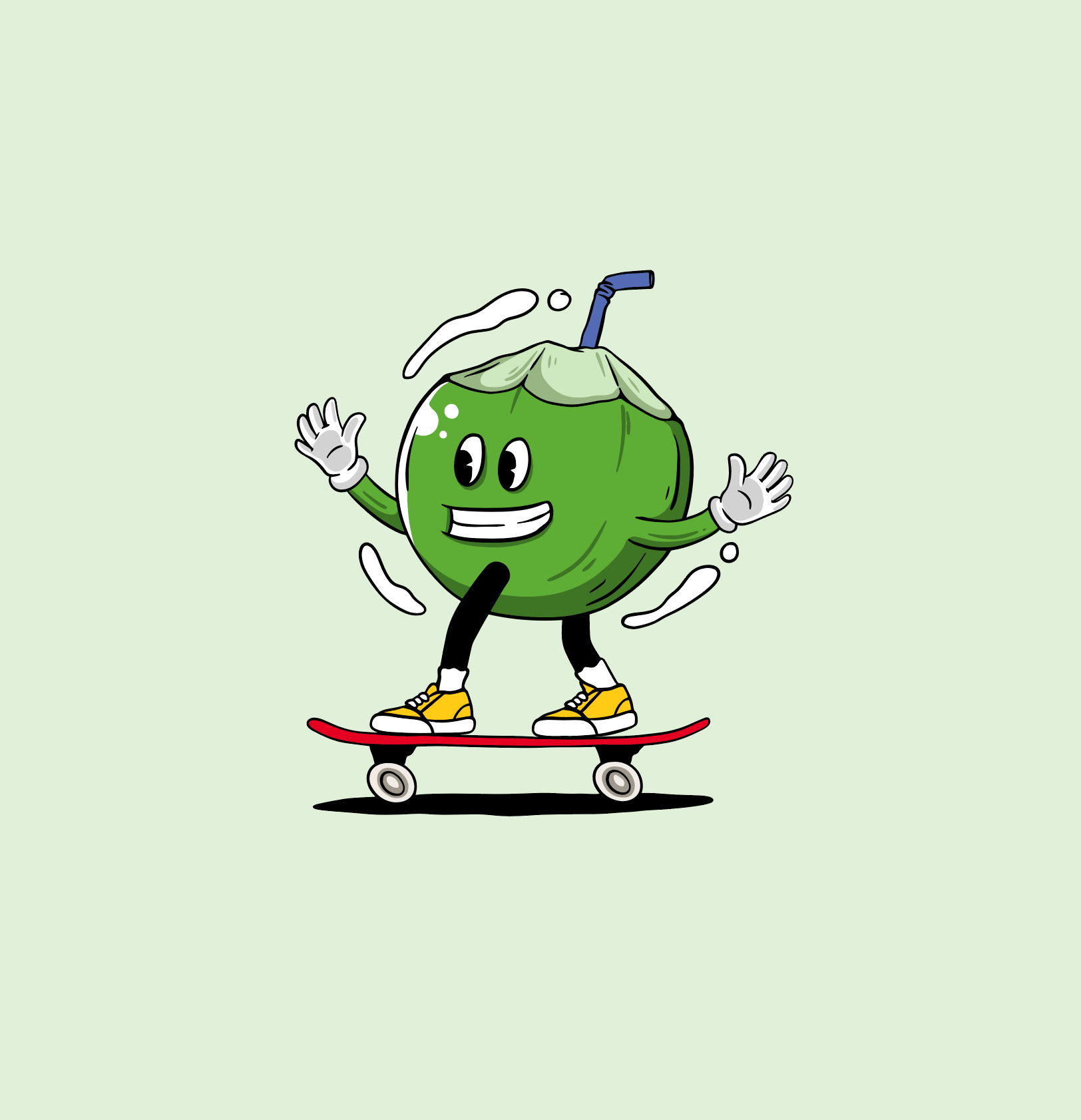 Coconut Skateboarder Illustration apparel apparel design artwork character illustration coconut character coconut illustration graphic design illustration mascot illustration sticker