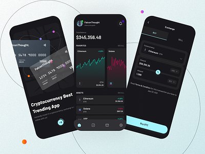 Crypto wallet - Trading Mobile app app app design bitcoin blockchain crypto currency cryptocurrency design falconthought graphic design mobile mobile app mobile app design mobile design mobile ui nft tranding ui ux wallet website