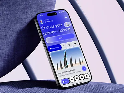 AI Hair Care Mobile App ai ai app ai mobile app app design beauty products hair care health care minimalistic mobile mobile app mobile app design mobile ui smart ai speech to text app ui uiux