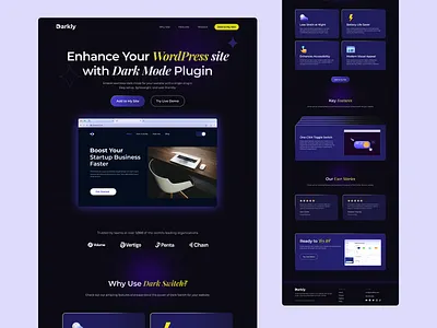 Landing page UI Design for WordPress Plugin hero section homepage landing page landing ui modern promo website saas simple website ui ui design ui designer web design website website for marketing wordpress website