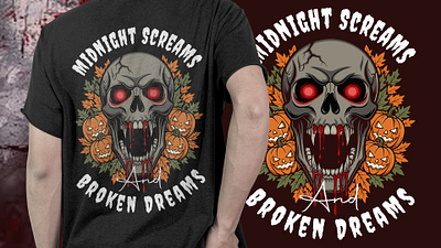Custom Halloween Zombie Creepy Horror Graphics Skull Design. custom horror t shirt design