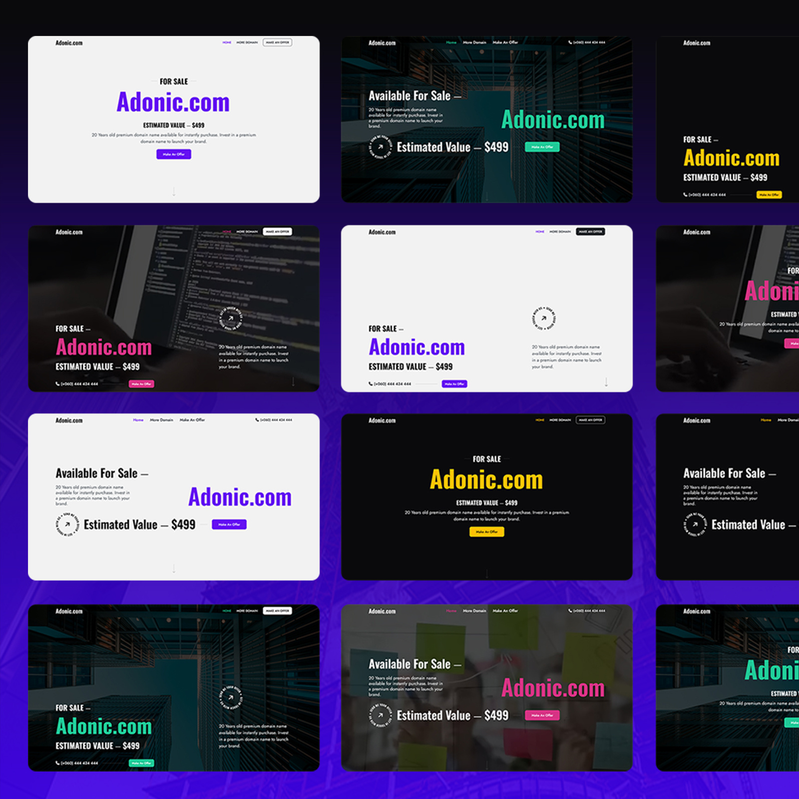 Adonic - Domain Sale HTML Template bootstrap clean creative domain domain for sale domain for sale template domain name domain sale domain sell domain selling for sale hosting html5 modern one page responsive selling domains shopping