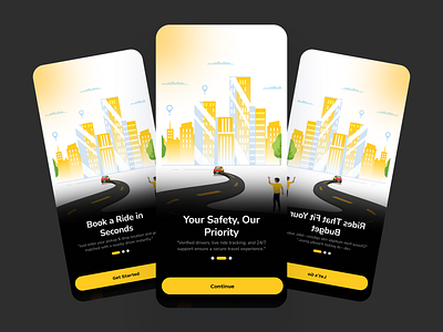 “RIDE App Onboarding Flow – 3 Screen UI Design” appui dribbble learningbydesign mobileappdesign onboardingscreens productdesign rideapp rideapplication ui userinterface uxdaily uxdesign