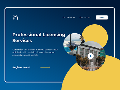 Professional Licensing Service blue branding license login mobile modern single page website splash screen statistics ui user dashboard website