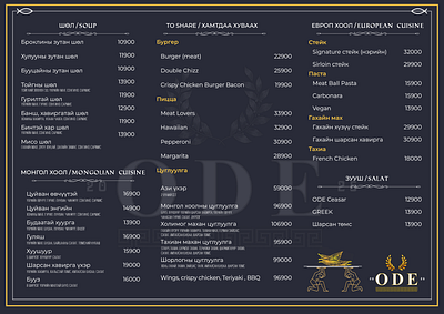Menu design design graphic design