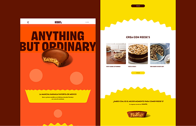 Reeses Landing Page Content Hub adobexd branding design designsystems graphic design illustration interactiondesign microinteractions mobiledesign motion graphics portfolio prototypedesign reeses ui