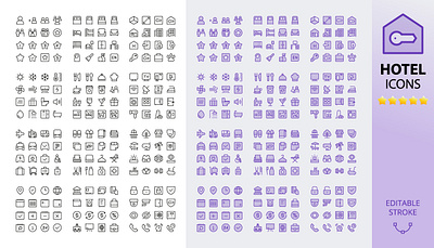 Hotel management and services icons app guest house hostel hotel hotel icons icon icons motel property rent rental set symbols ui ux website