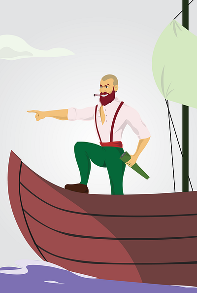 Captain on deck! graphic design illustration poster vector