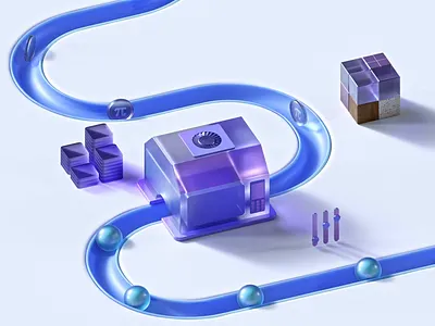 3D Isometric Animation 3d 3d art blender chart coin design economy glass graphic design icons illustration isometric art light machine mograph motion graphics purple technology ui