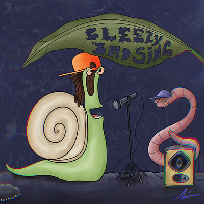 "Rapping Snail" animation art branding cartoon children color pencil design draw dream fun hiphop illustration motion graphics music music video snail water ink