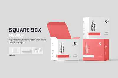 Square Box Mockup 3d box box design box mock up box package boxes branding cosmetic medicine package package design print mockup product mockup smart objects square box square box mockup standing box