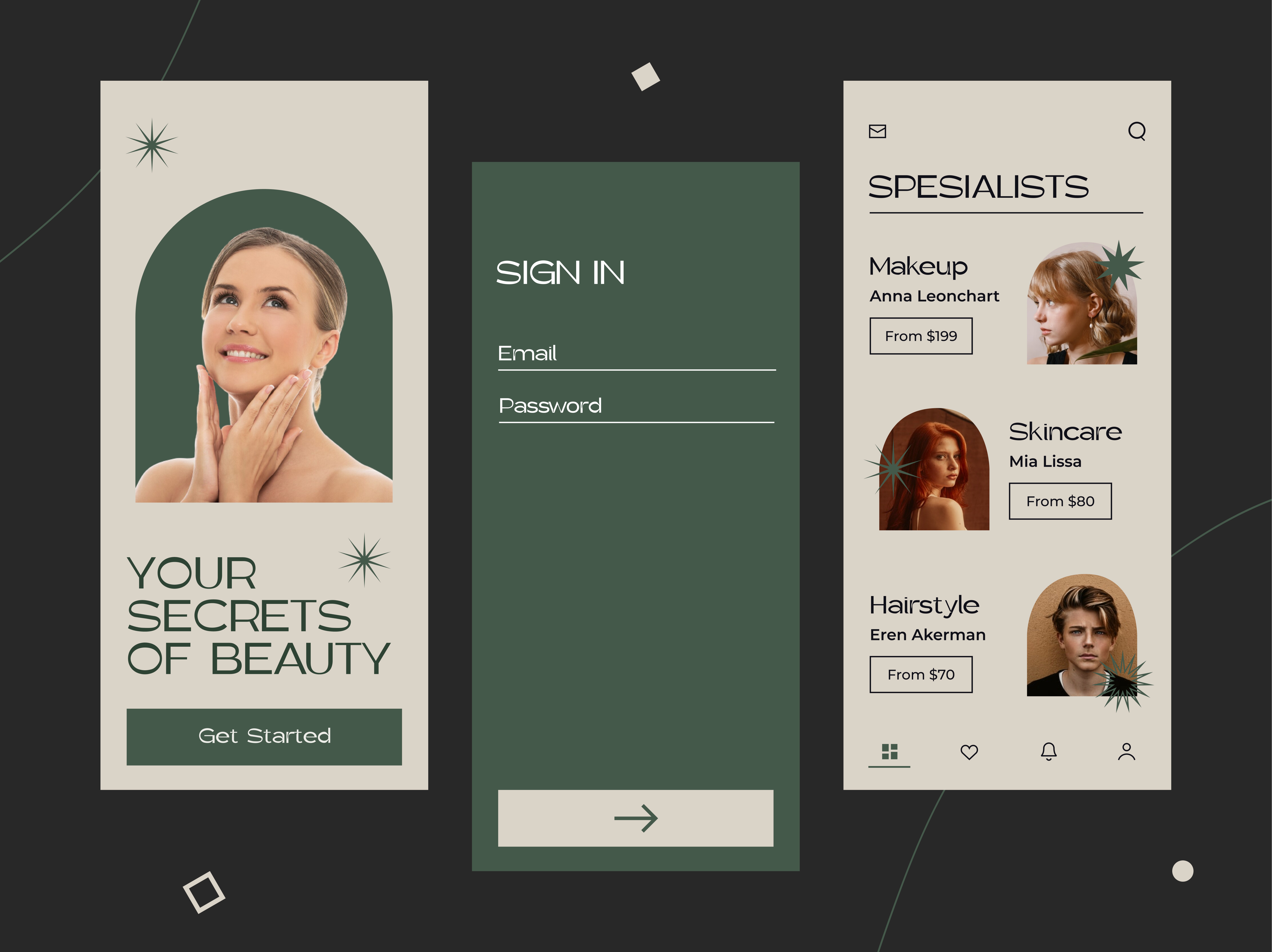 Beauty Salon App Design by Tayyaba Zia on Dribbble