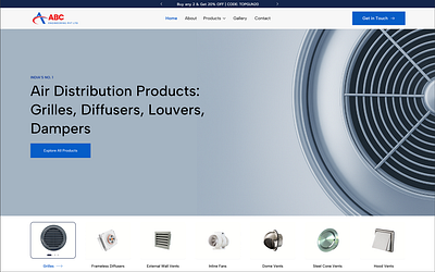 Air Distribution Products Website UI Design air distribution graphic design ui design ux design