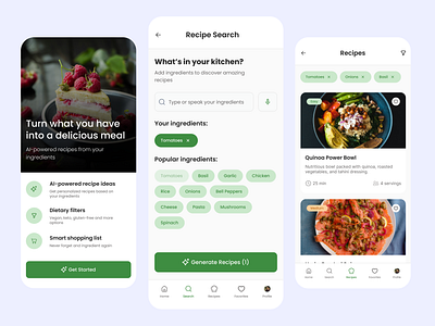 AI Recipe Generator App interactive ui