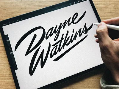 Dayne Watkins : logotype process brush calligraphy classy custom dayne design flow handwritten lettering logo name pro process procreate script signature sketching solid type