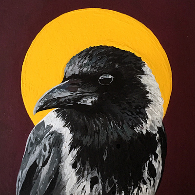 Miniature Raven Painting