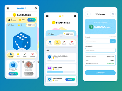 🎲 Crypto Dice App – Play, Earn & Withdraw Seamlessly animation creativeapp fintechdesign graphic design logo motion graphics ui uidesign