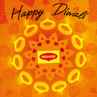 Happy Diwali with Maggi brand candle celebration creative diwali dyia dyias god goddess happy hindu indian maggi noodle pattern religion religious spicy tradition traditionnal