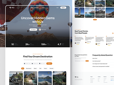 TRav - Travel Landing Page adventure beach clean destination explore journey landing page tourism travel travel landing travel web traveling traveller travelling trip ui ux vacation web design website