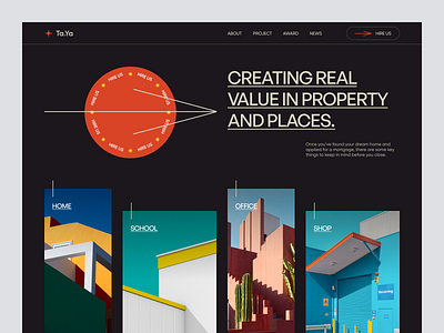 Modern architecture website - Header (Dark mode) architect architecture building dark mode header house interior interior design tanim typographic ui ux web