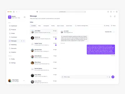 Message branding dashboard design logo marketplace messages saas seller panel typography ui ux