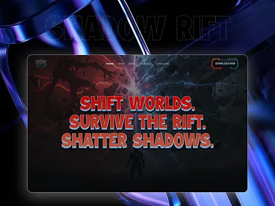 Shadow Rift – Game Landing Page animation art clean design explore game game ui graphic design hero section illustration landing page motion graphics rpg sci fi ui ui design uiux user interface ux webdesign