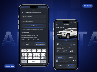 Car Rental Booking Mobile App - UI/UX app design booking car car app car rent service car rental car rental app car rental app concept car rental app ul car rental mobile app details page mobile app. mobile ul rent a car rental company saas travel ui visual design uttam creations vehicle