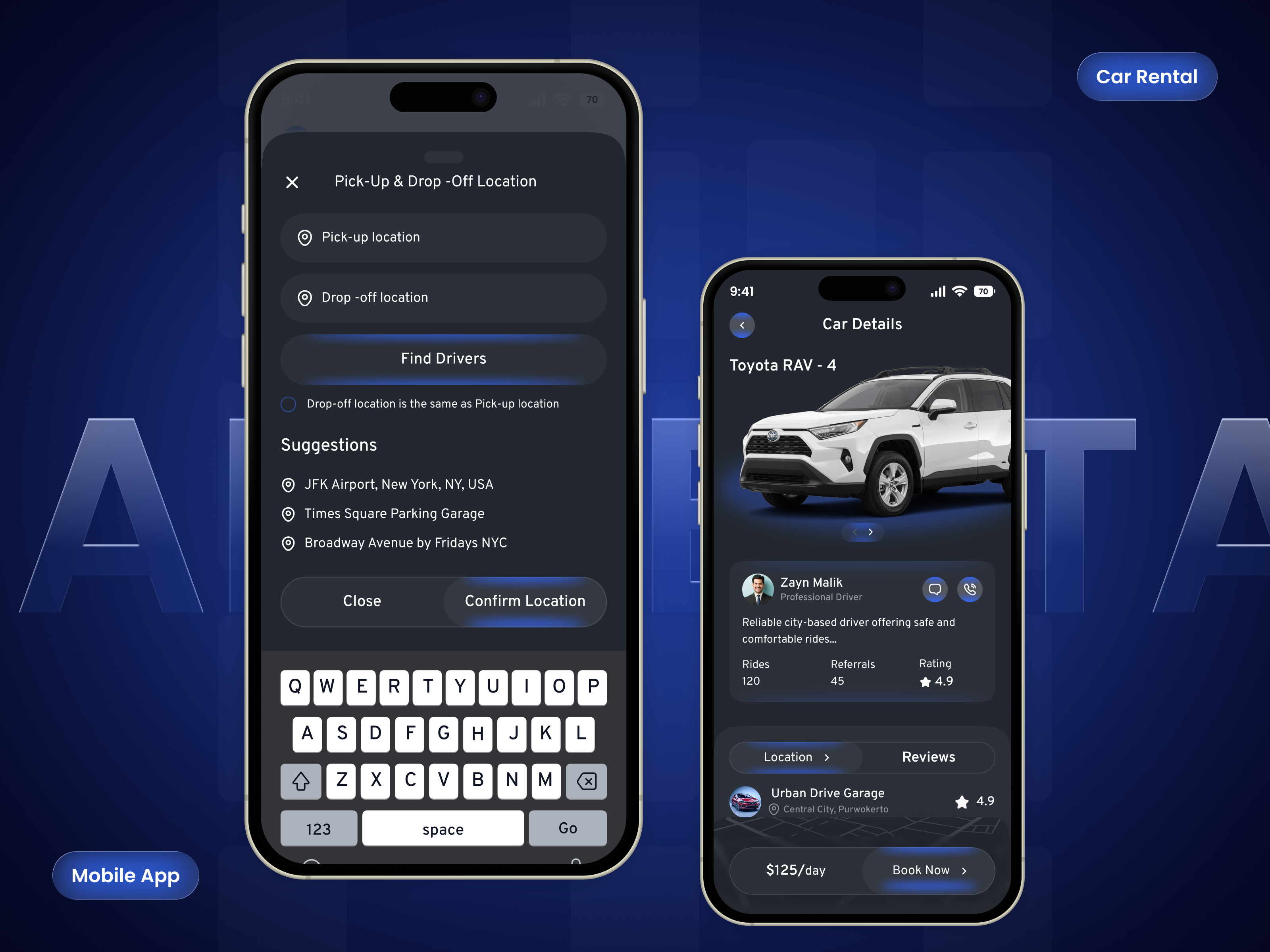 Car Rental Booking Mobile App - UI/UX app design booking car car app car rent service car rental car rental app car rental app concept car rental app ul car rental mobile app details page mobile app. mobile ul rent a car rental company saas travel ui visual design uttam creations vehicle