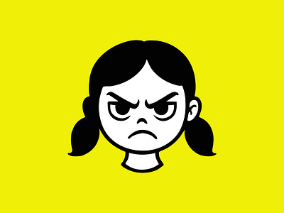 Angry girl Logo angry girl app bold brand identity branding cartoon entertainment face graphic design illustration kid logo logo designer logotype mark media vector