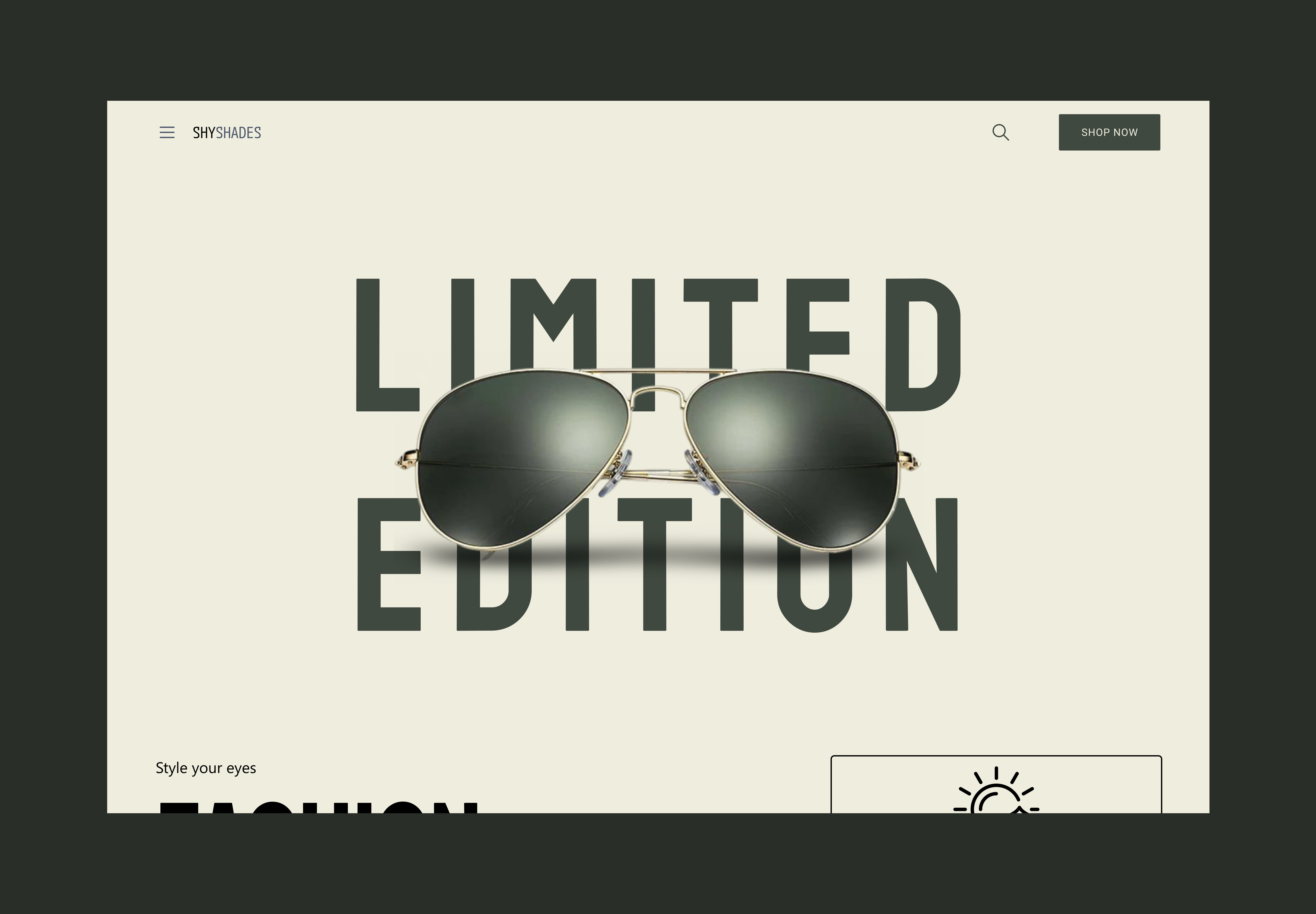 Shy Shades landing page animation branding graphic design illustration interface landing page motion graphics ui website