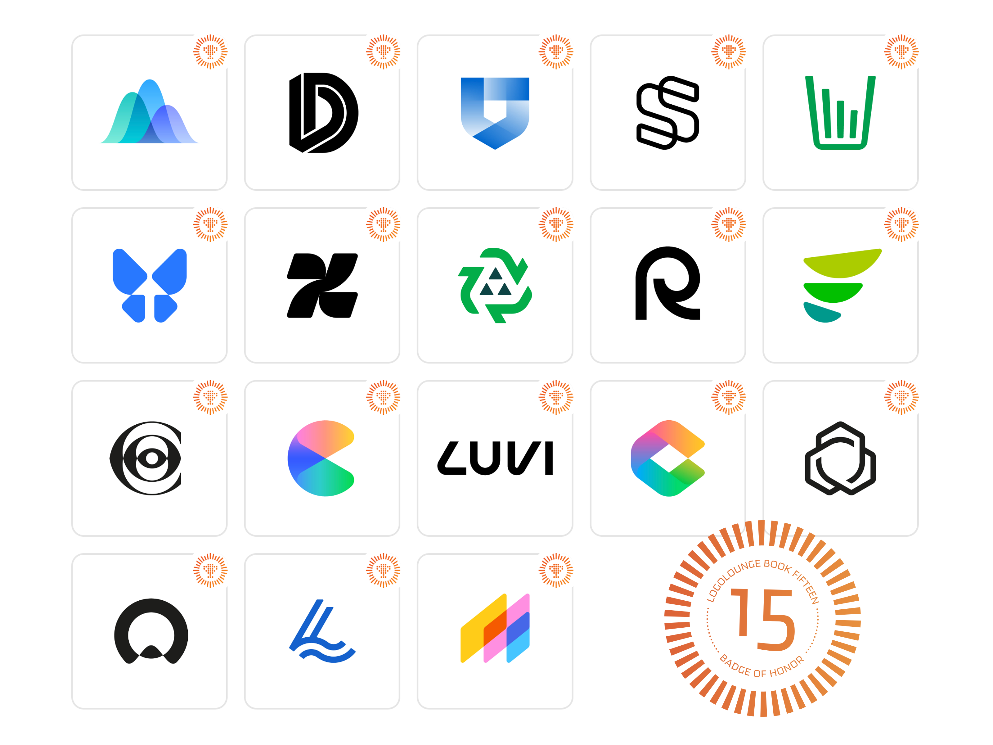 Example of 18 Logos Selected for LogoLounge Book 15