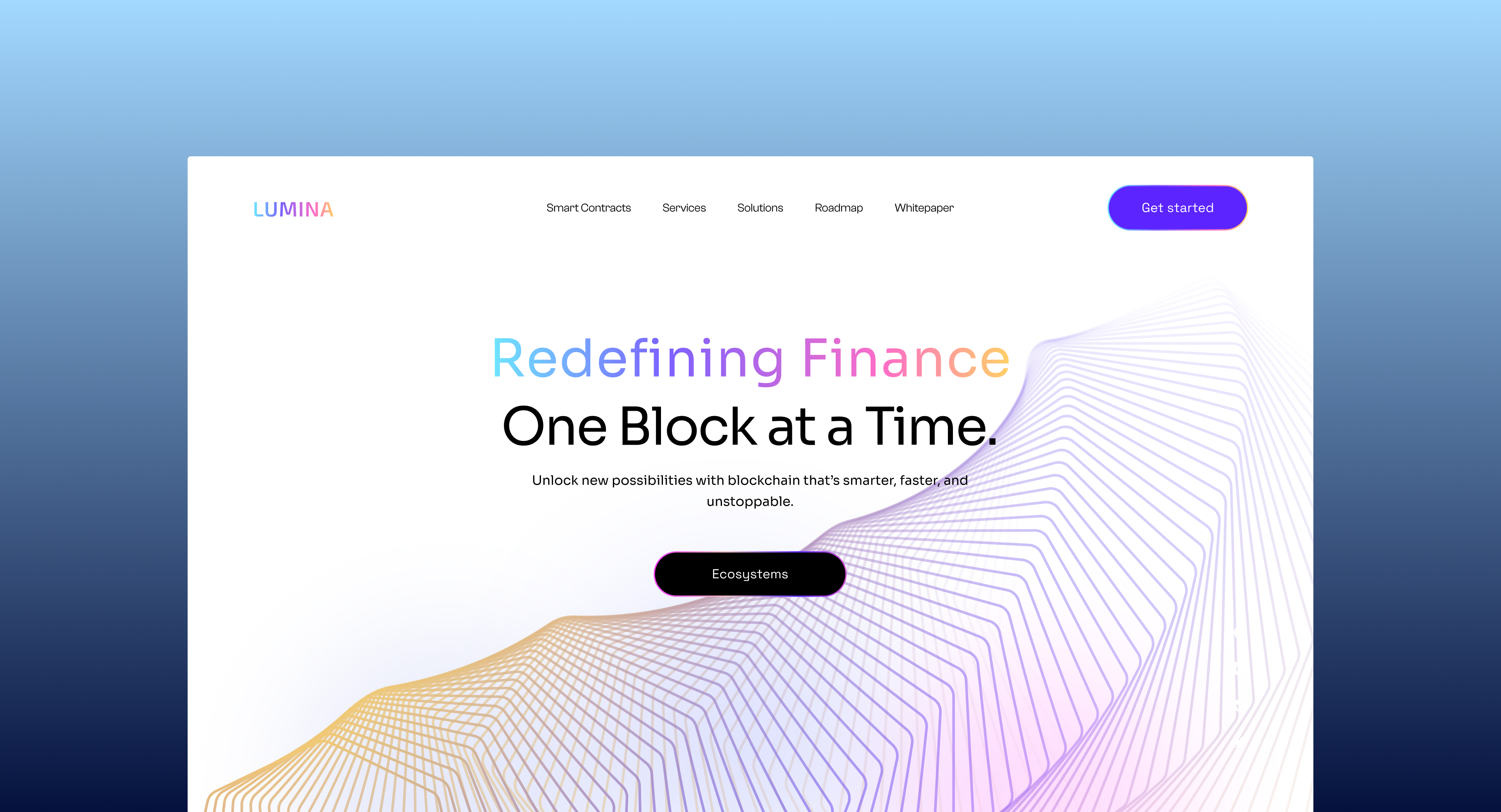 LUMINA — Light Theme Blockchain Identity blockchain branding crypto fintech landingpage lighttheme uiux webdesign
