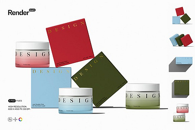Paper Box and Cosmetic Jar Mockups branding cosmetic bottle mockup cosmetic box mockup cosmetic jar cosmetic package cosmetics mockup cosmetics packaging health jar label jar mockup label mockup liquid mockup packaging box packaging mockup paper box