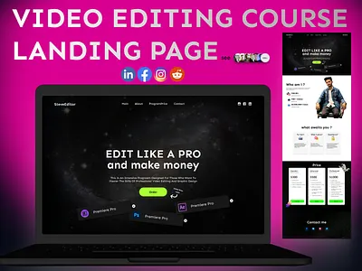 Video Editing Course Landing Page dribbble