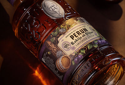 Perun - Plum Brandy branding brandy design drawing gin graphic design illustration label mythology packaging rakija rum slavic typography vintage vodka whiskey
