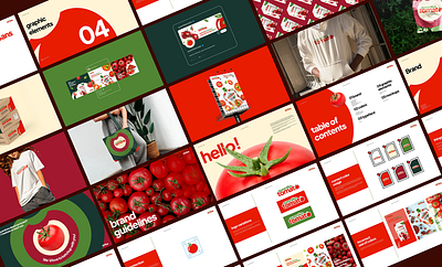 Brand guidelines for "Queen like tomato" brand guidelines brand identity brand strategy branding business card creative direction graphic design identity design logo logo design motion graphics packaging design presentation deck rebranding social media branding style guide visual identity