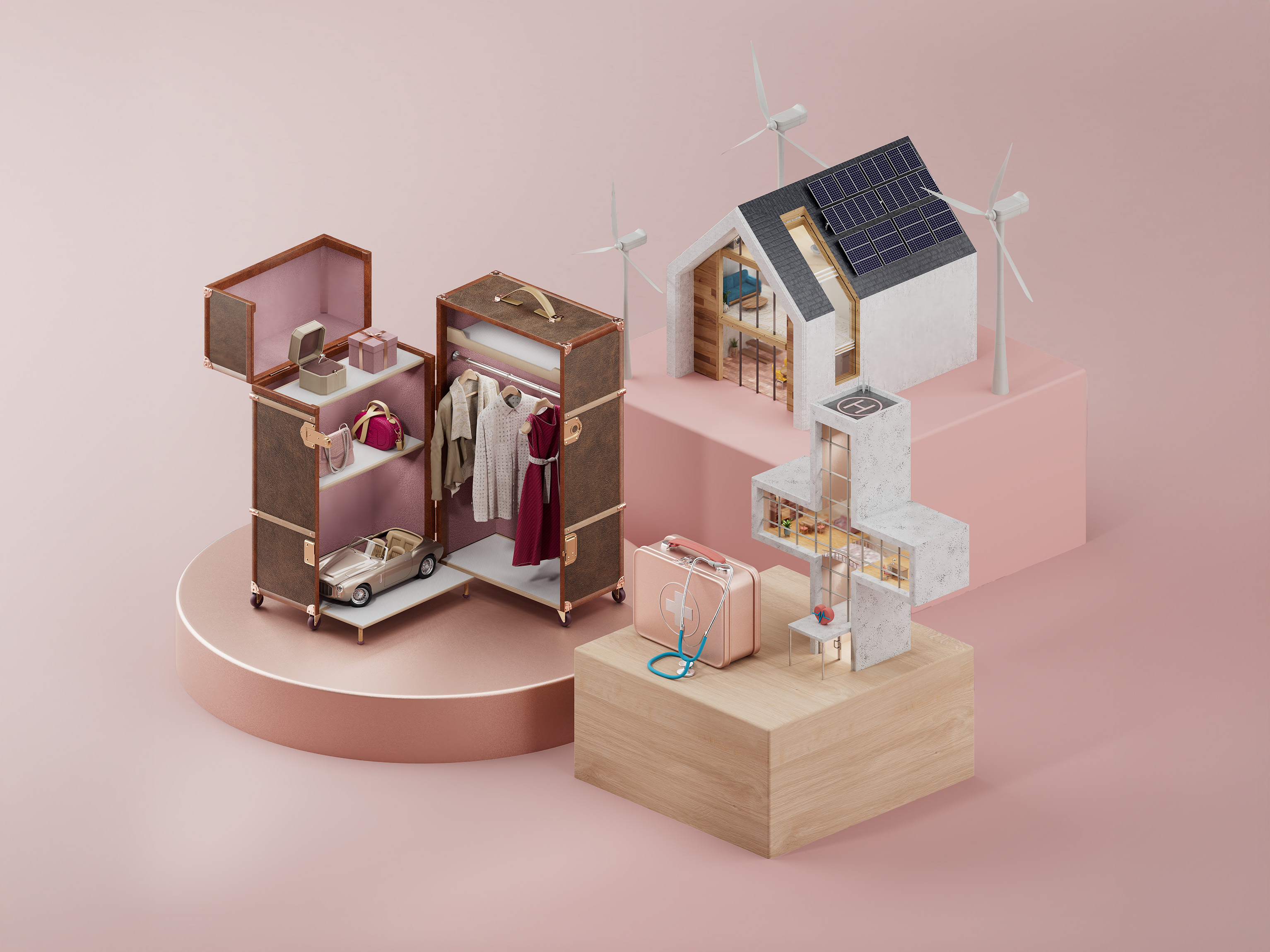 The Collection — From Health to Home 3d 3d illustration 3d modeling art direction cinema4d design graphic design illustration