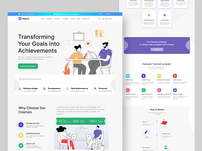 LMS Website Design business course e learning education elearning home page landing page lms online academy online training school teaching training ui uiux ux web design