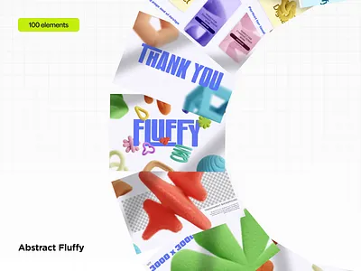 3D Fluffy Cards 3d 3d blender 3d fluffy abstract cards fluffy illustration preview template template ui design