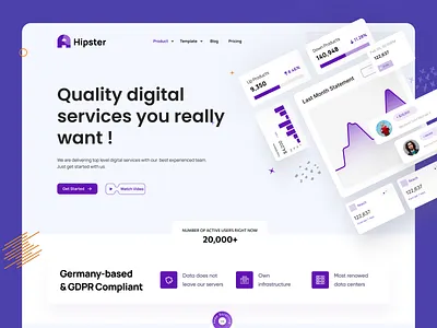 Hipster - SaaS Landing Page 🖥️ creative ui hero header homepage interface landing page management saas landing page saas ui saas website web design web development web ui