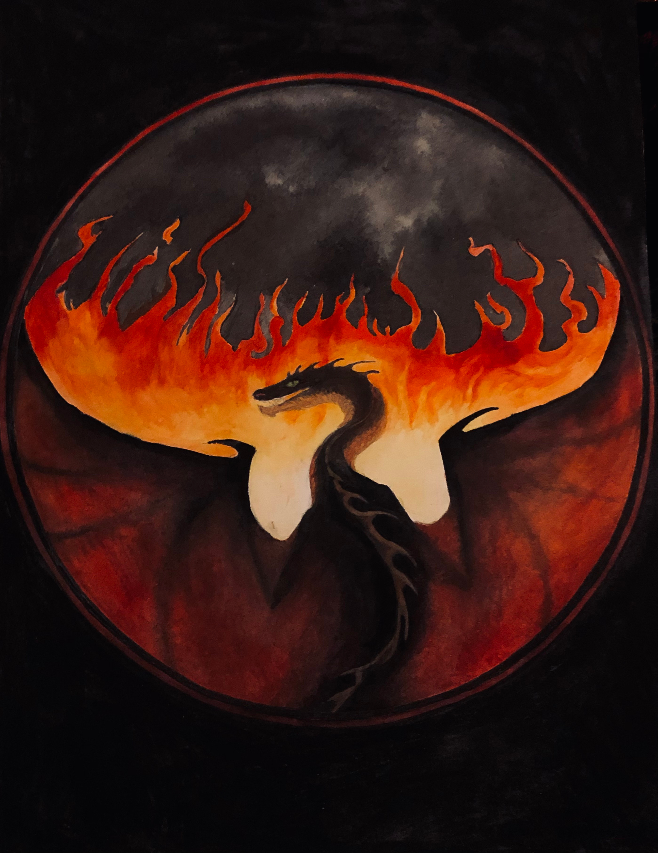 Dragon in watercolour painting dragon painting watercolour