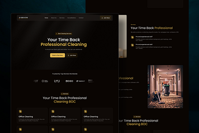 Luxury Cleaning Service - Dark Mode UI/UX Design luxary modern ui ui ux design