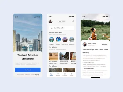 Travel Mobile App aiapp app app design itineraryplanner mobile mobile app mobile ui personalizedtravel travel travelapp tripplanner ui ui design uiux ux wanderlust