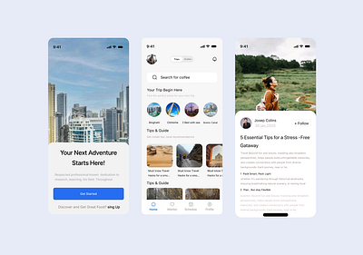 Travel Mobile App aiapp app app design itineraryplanner mobile mobile app mobile ui personalizedtravel travel travelapp tripplanner ui ui design uiux ux wanderlust
