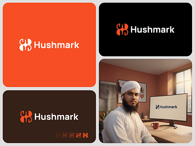 Unused Logo for Sale – Hushmark | Modern Minimal Logo Design brand branding clean branding system corporate branding creative logo designer design flat logo design graphic design hushmark logo logo logo design logo presentation mockup minimal minimal brand identity modern modern logo design professional visual identity versatile logo mark