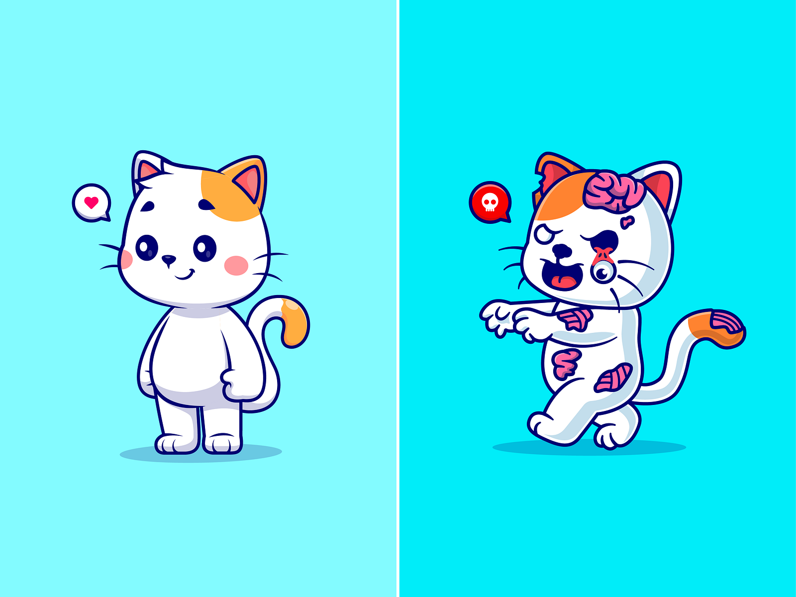 Cute Cat vs Cat Zombie🐱 by catalyst on Dribbble