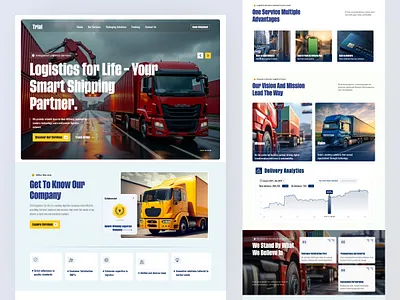 Trial - Logistics and Delivery Website branding cleandesign courierservice deliverywebsite logisticsdesign logisticsui rejoanrejuuix shippingdesign supplychaindesign transportationdesign uidesign webdesign