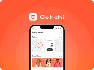 Gotchi - Dog Walking App Case Study app apple application case case study connect cute dashboard dog fun happy ios iphone mobile product smart study sync technology track