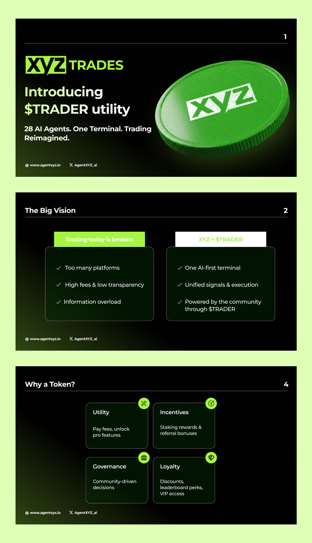 XYZ Pitch Deck (Tokenomics Deck) branding cryptocurrency designer figma fund raising design interface desugn landing page photoshop pitch pitch deck presentation presentation design product design social media design startup design tech trading uiux web 3 website design