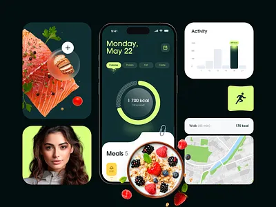 NutriMate Health Tracker — Mobile App Design activity design fitness tracker food health interface ios mobile app ui ux